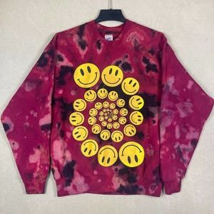 BVD Vintage Tie Dye Smile Face Pullover Sweatshirt Mens XL Multicolor Crew‎ Neck